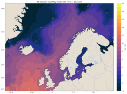 Plotting Sea‑Surface Temperatures Over the North-Atlantic using Cloud Optimised ERA5 Dataset